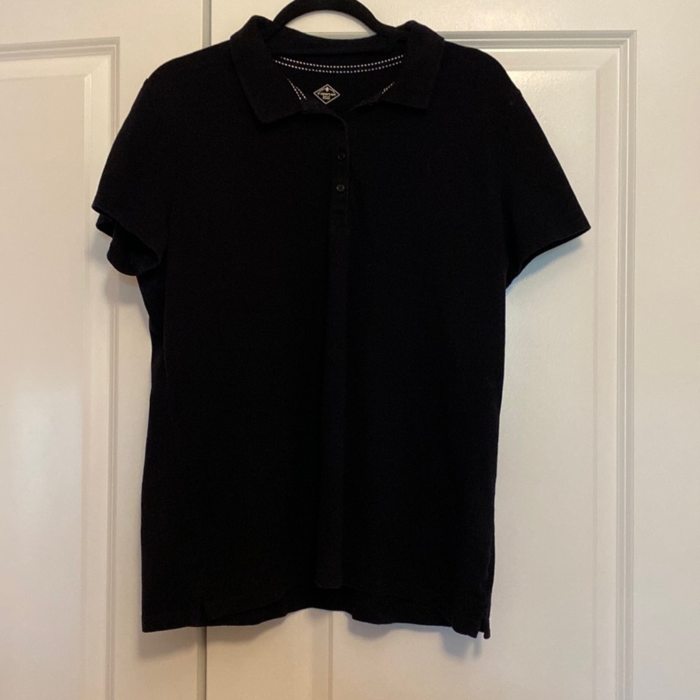 Black polo style collared shirt in size XL